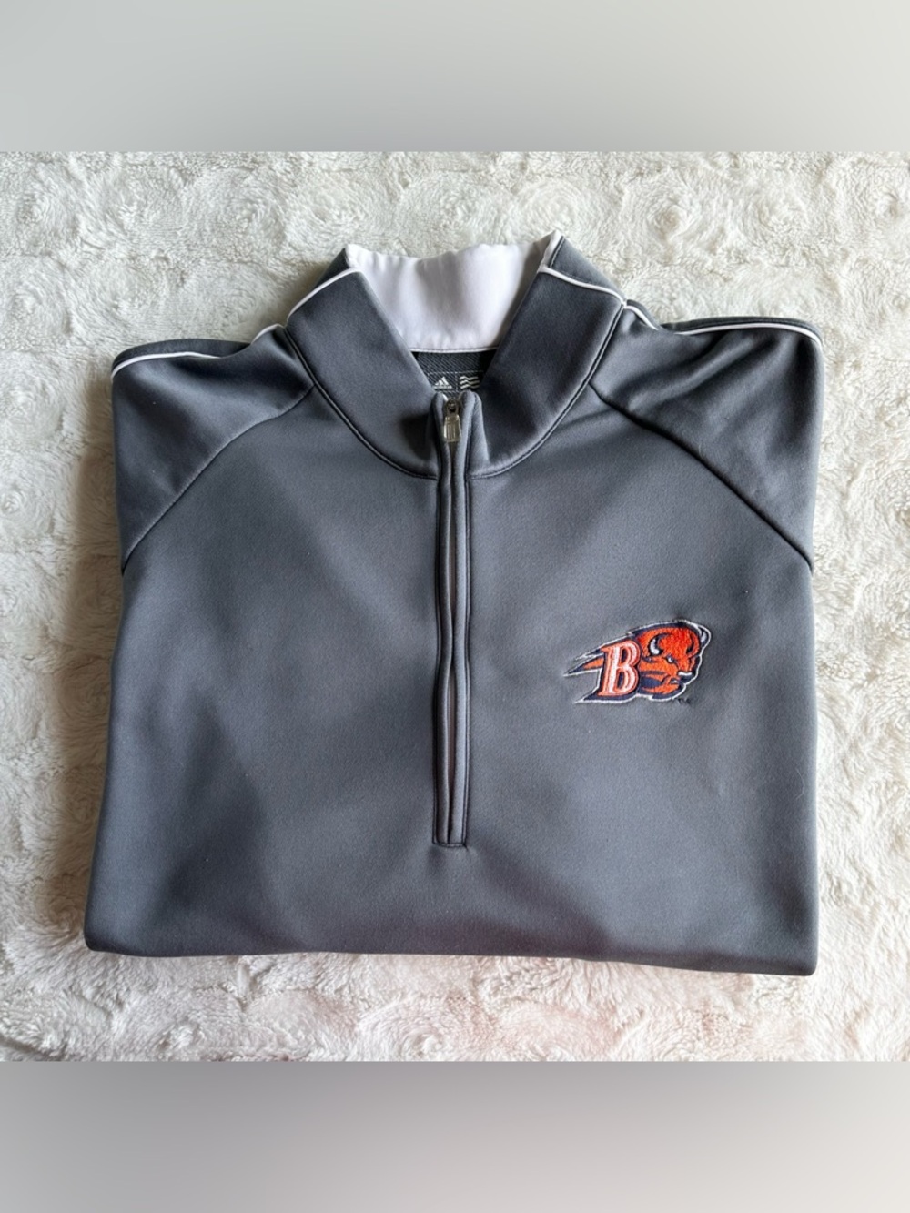 Bucknell University Pullover Sweatshirt Mens XL Gray Adidas Bison 1/2 Zip Golf